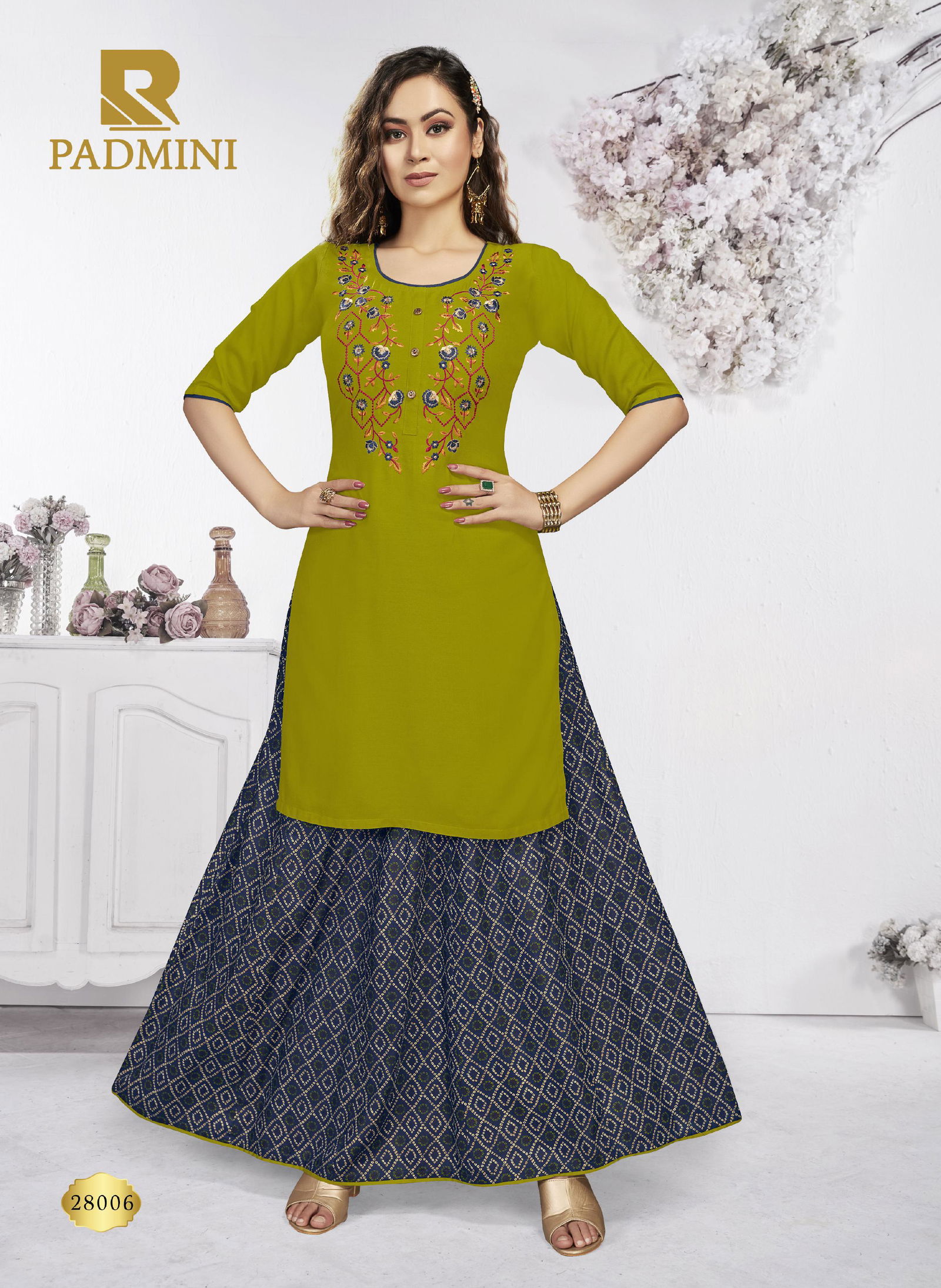 Raashi Padmini Rayon Fancy Ethnic Wear Top With Skirt Collection